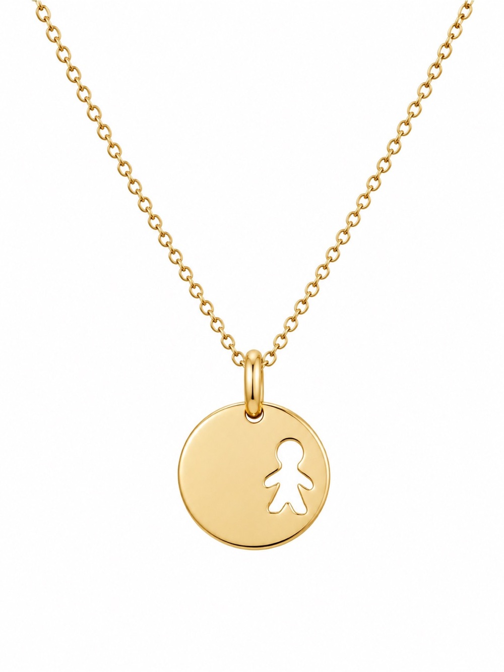 Vintage Gold Girl Silhouette Disc Necklace